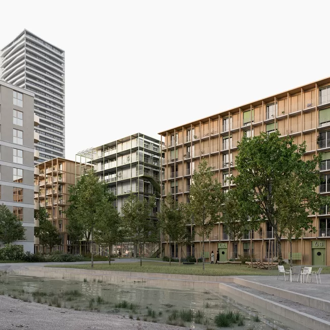 Blick von der Industriestrasse zur Parkfuge, Bild: studio blomen