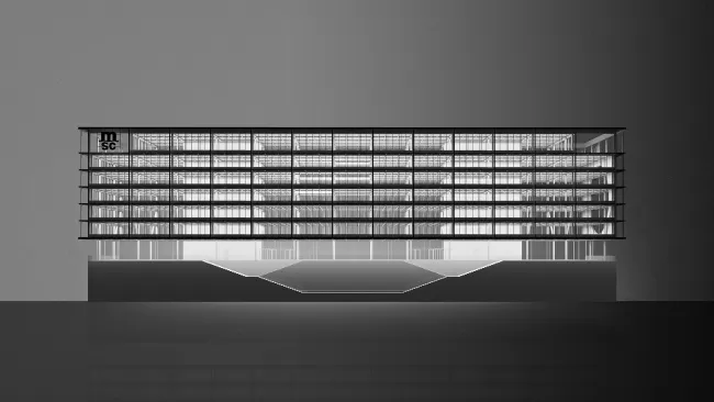 Konzeptmodell MSC Headquarters Hamburg, Massivität und Leichtigkeit, Bild: E2A