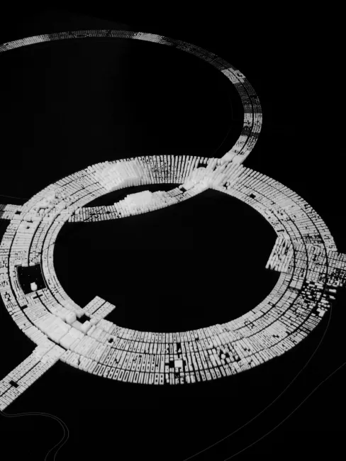 Photo: site model, The Ideal City, 2012. Ideal City is a research project, which was conducted within the design studio of Prof. Piet Eckert and Prof. Wim Eckert, Chair for Architecture and Sustainable Design at the Hafen City University (HCU) Hamburg.