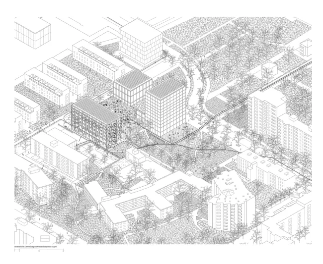 Isometrische Darstellung des Gesamtkomplexes 1:500