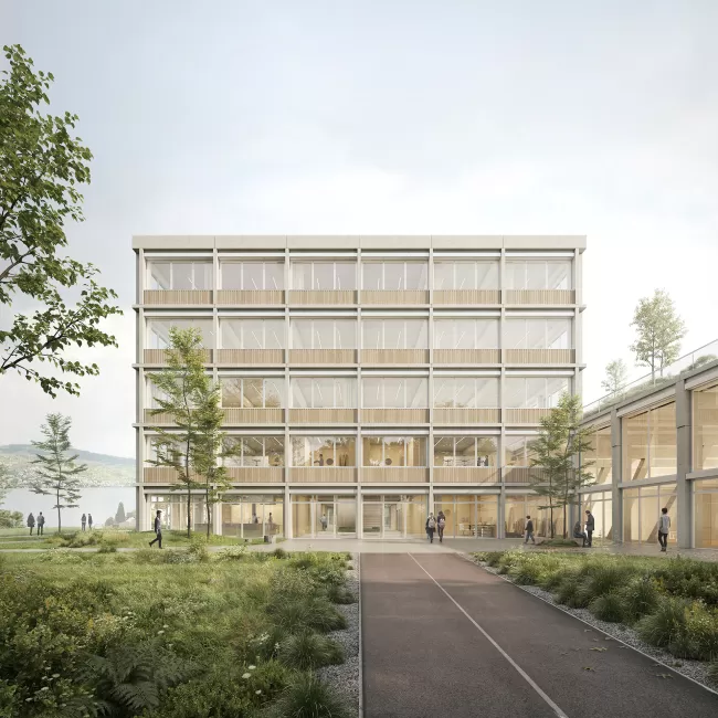 Neubau Schulhaus und Dreifachturnhalle, Visualisierung: luce.