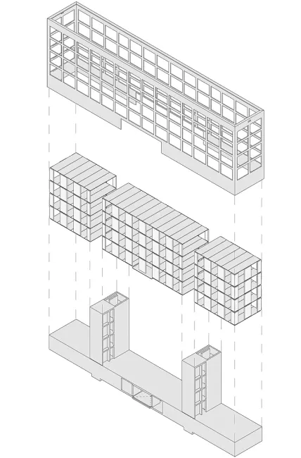 Axonometrie Ortbeton und Fertigbetonteile