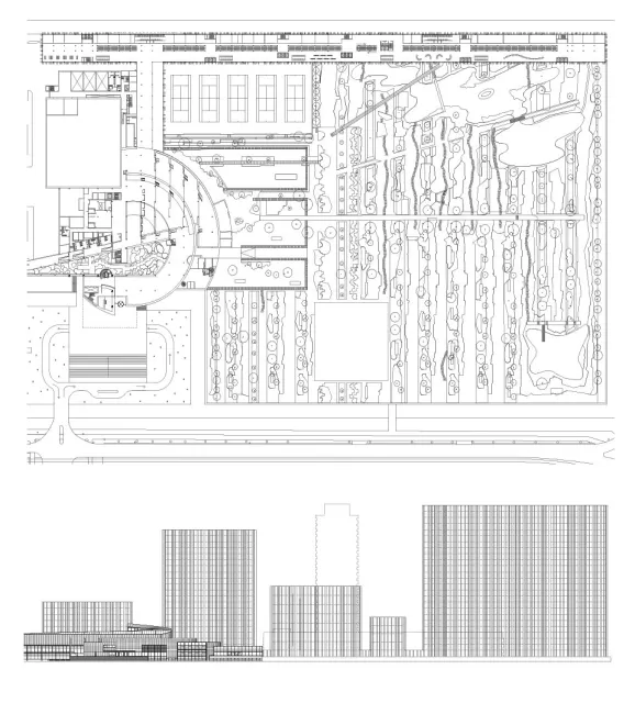 above: Ground Access Level; below: Northwest Elevation