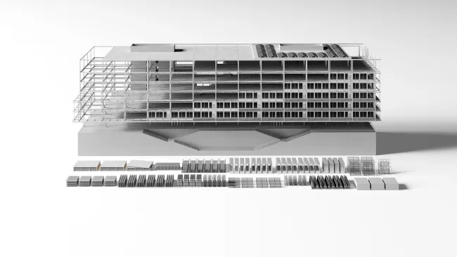 Axonometrie zirkuläres Bauen, Bild: E2A